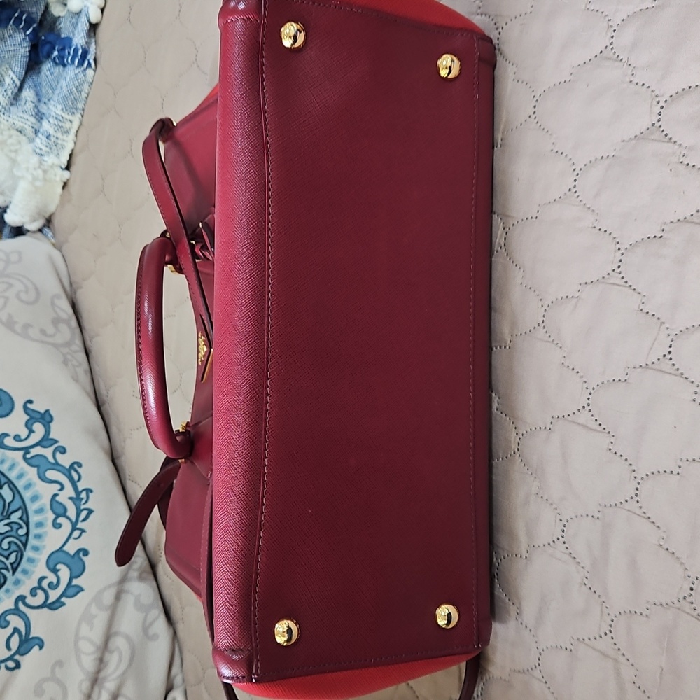 Prada Burgundy Leather Tote Bag - Picture 9 of 13